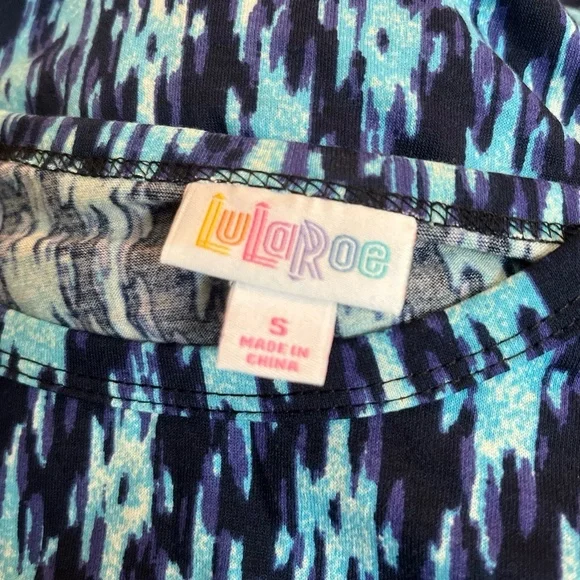 LuLaRoe Womens Size Small Blue White‎ Ikat T-Shirt Dress Short Sleeve Casual - Picture 2 of 3